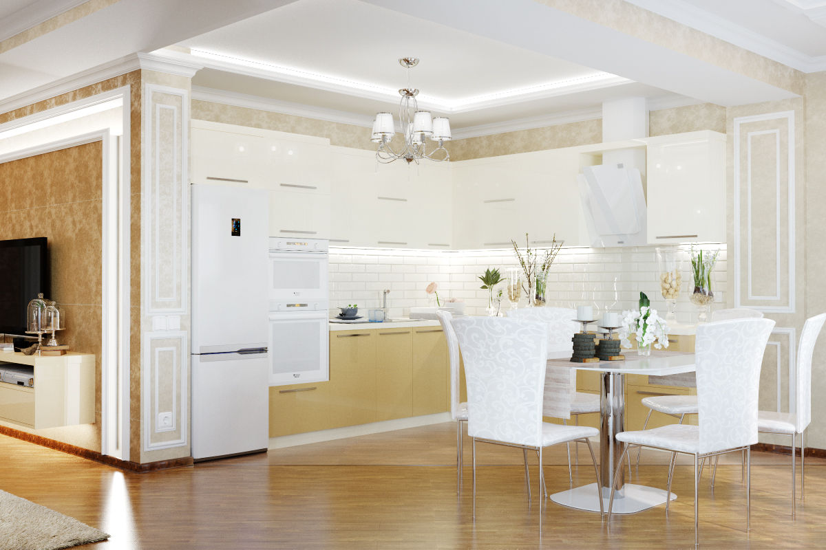 Неоклассика для кухни-столовой, Студия дизайна ROMANIUK DESIGN Студия дизайна ROMANIUK DESIGN Kitchen