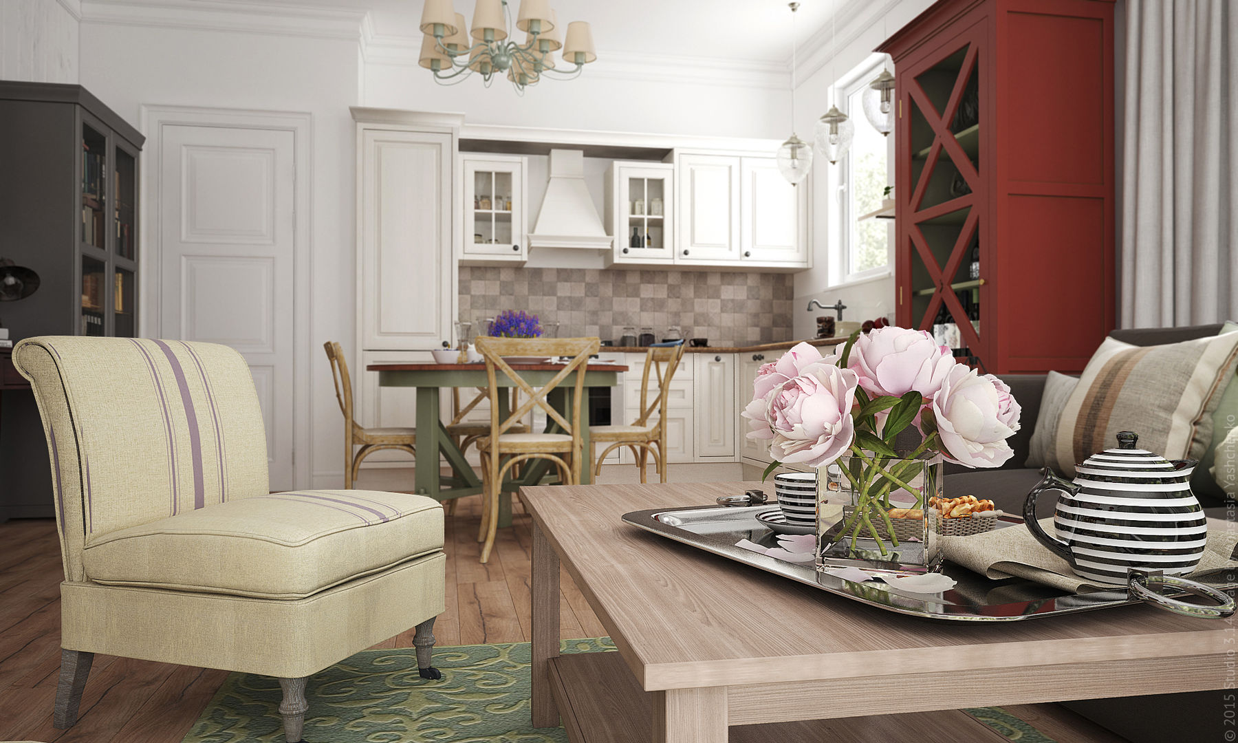 Подмосковное кантри, «Студия 3.14» «Студия 3.14» Country style living room