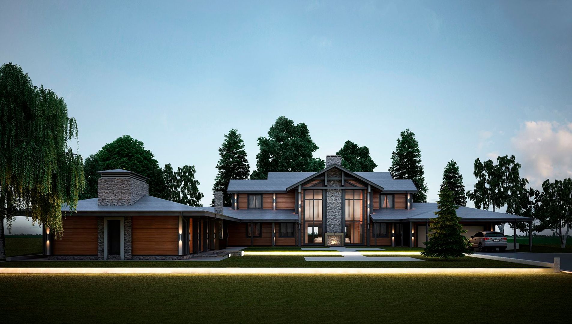 Проект загородного дома в скандинавском стиле / Scandinavian-style mansion, Way-Project Architecture & Design Way-Project Architecture & Design Nhà phong cách Bắc Âu