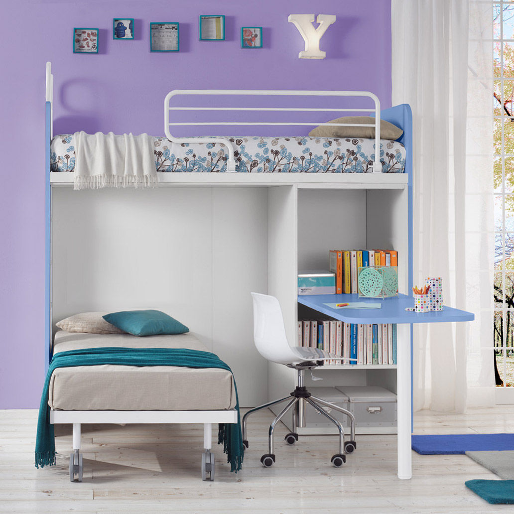 'Genio I' bunk bed with writing desk by Corazzin homify Nowoczesny pokój dziecięcy Drewno O efekcie drewna Łóżka i łóżeczka