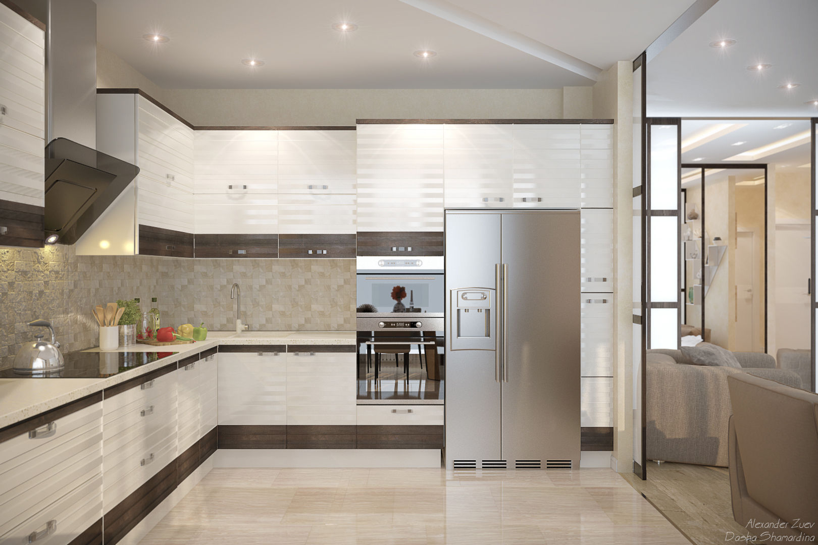 ​Дизайн кухни в современном стиле в ЖК "Солнечный" Студия интерьерного дизайна happy.design Кухня в стиле модерн