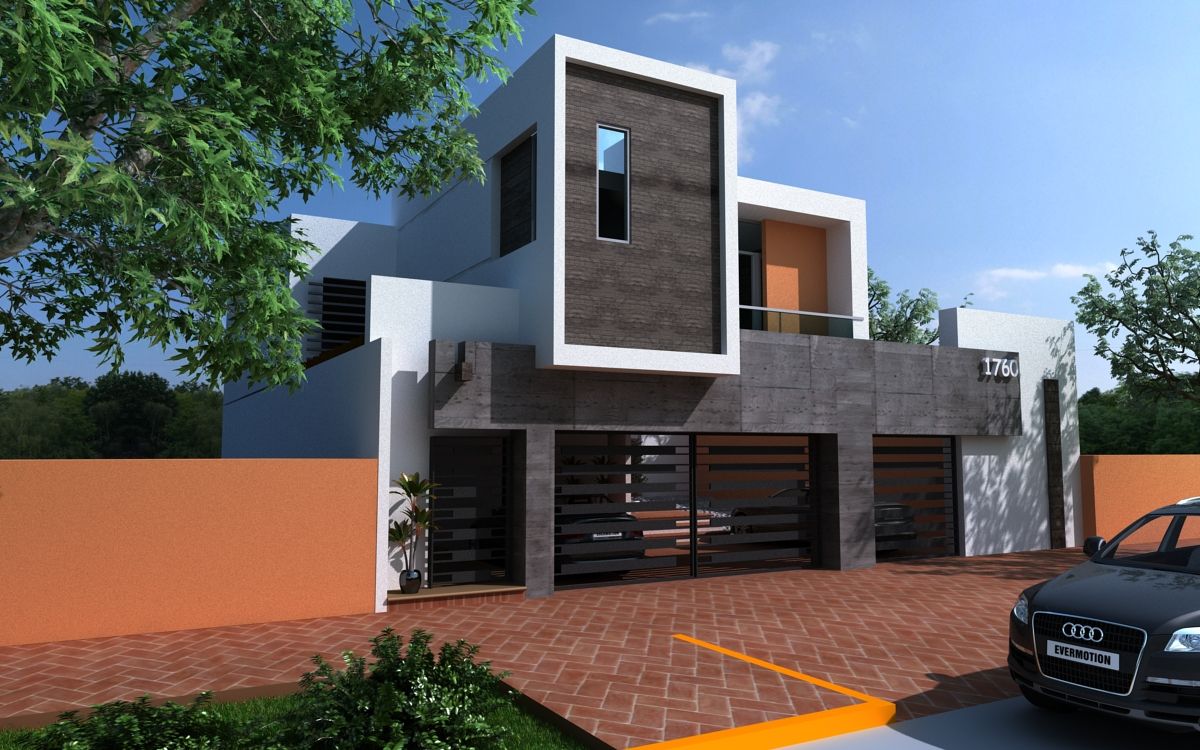 FACHADA PRINCIPAL OLLIN ARQUITECTURA Casas modernas: Ideas, diseños y decoración