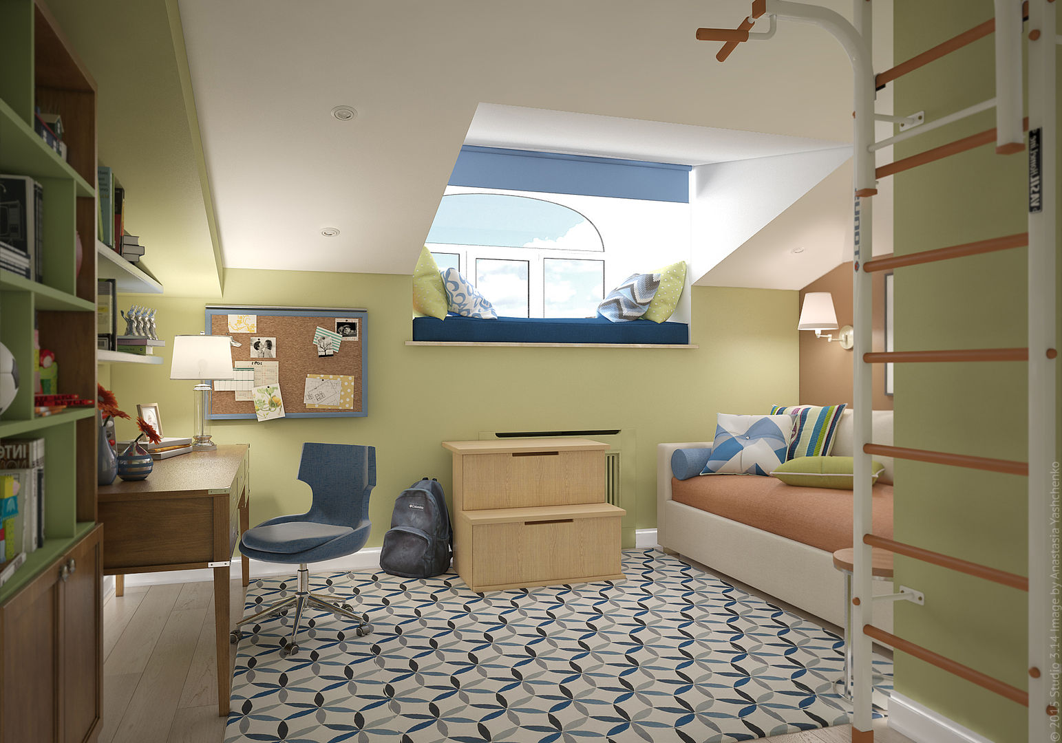 Комната мальчика. Два этажа уюта «Студия 3.14» Детские комната в эклектичном стиле