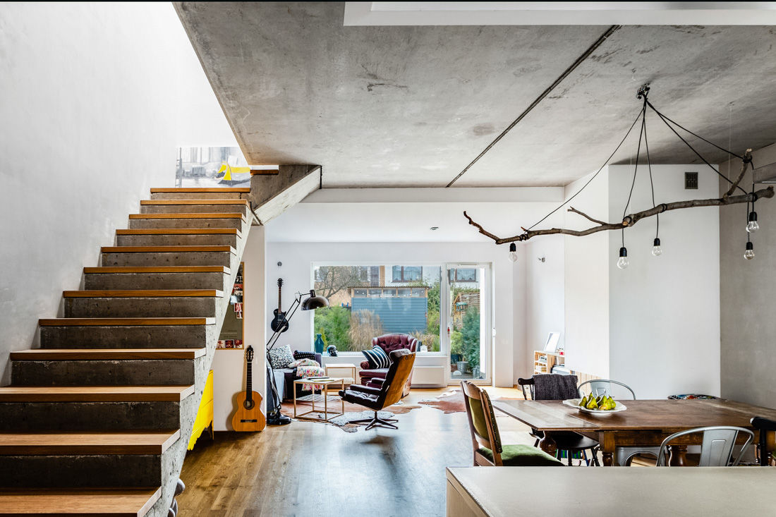 homify Eclectic style corridor, hallway & stairs Wood Wood effect