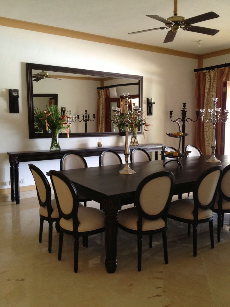 Internal dining room Lid&er Ltd Sala da pranzo in stile coloniale Legno Effetto legno Sedie & Panche