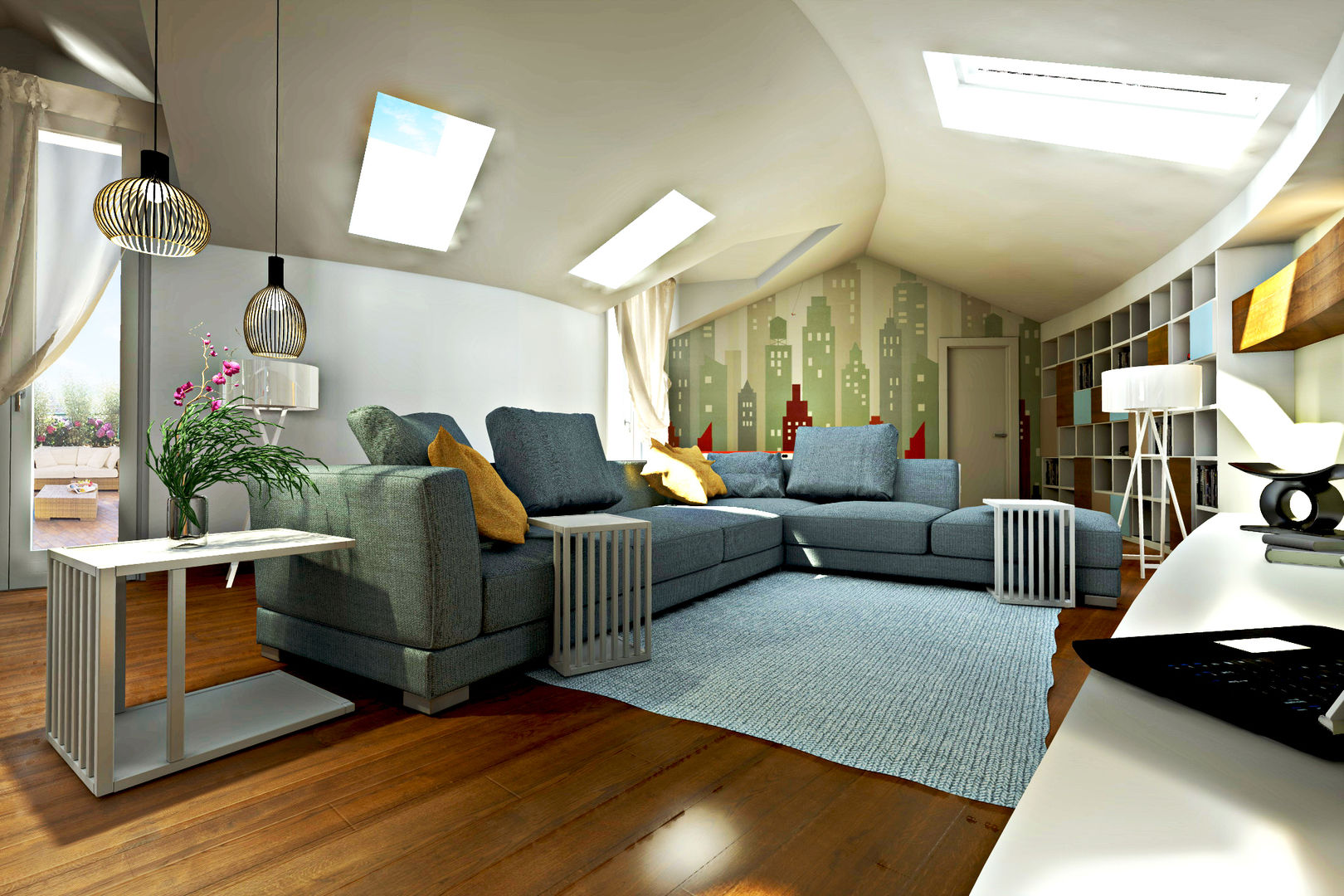 Progetto per la ristrutturazione di un grande attico con terrazzo pertinenziale, Studio di Architettura Tundo Studio di Architettura Tundo Modern living room