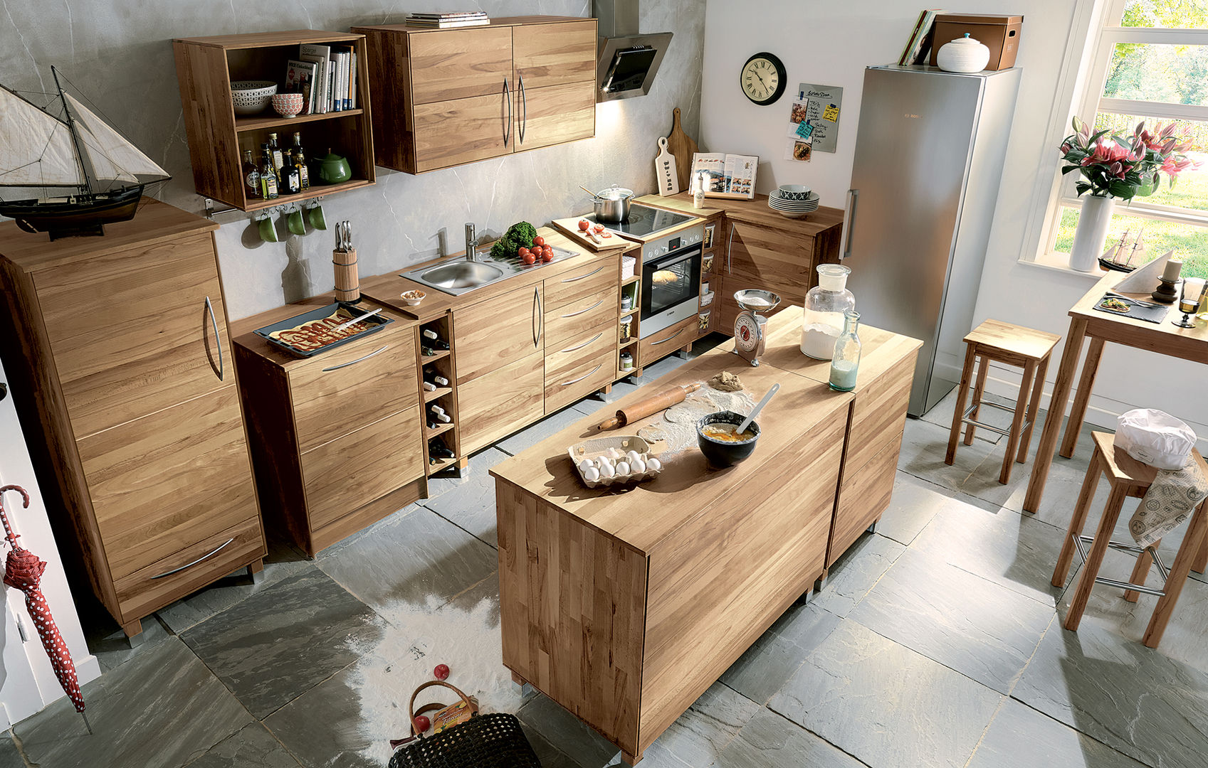 Massivholz-Modulküche , allnatura allnatura Dapur Modern Cabinets & shelves