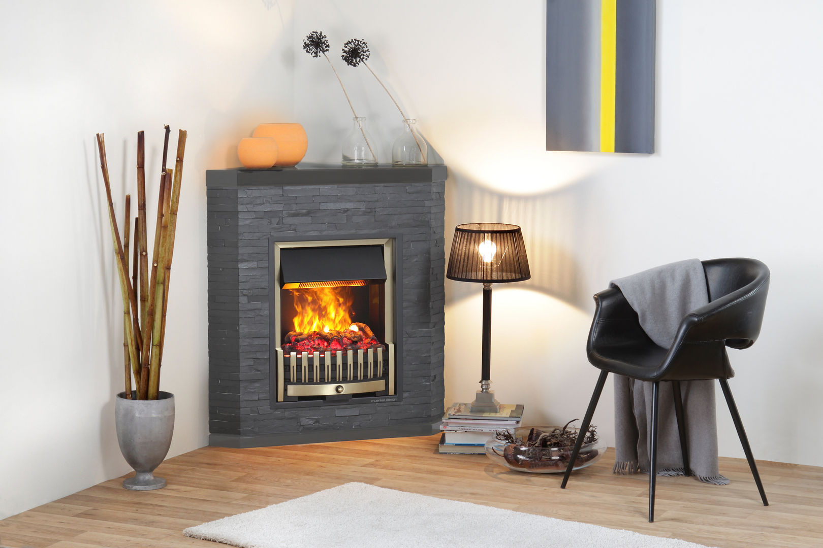 Ardesio, muenkel design - Elektrokamine aus Großentaft muenkel design - Elektrokamine aus Großentaft Modern living room Fireplaces & accessories