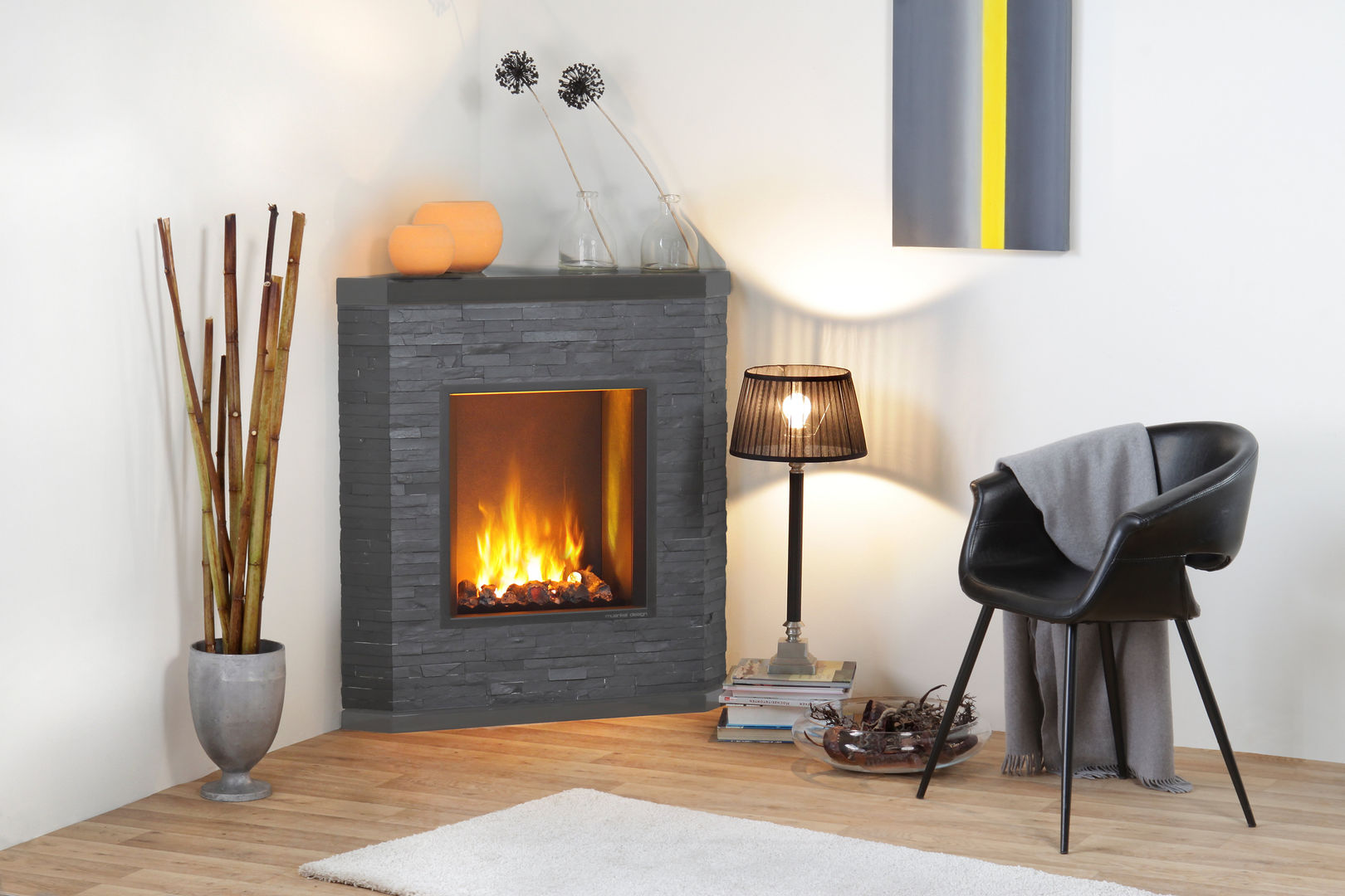 Ardesio, muenkel design - Elektrokamine aus Großentaft muenkel design - Elektrokamine aus Großentaft Modern living room Fireplaces & accessories