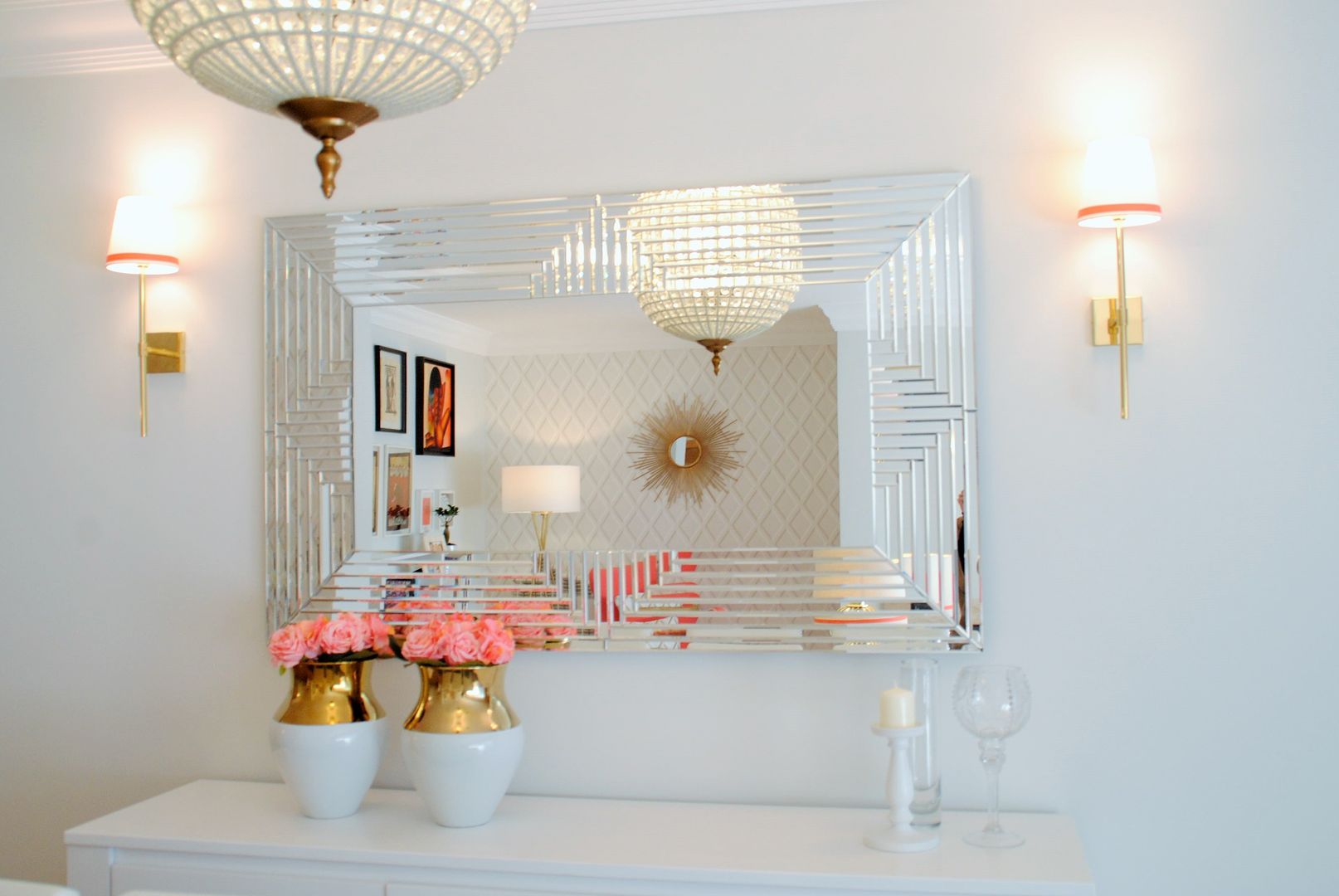Brilho e Luz! - Decoração de sala de estar e jantar, White Glam White Glam Ruang Keluarga Modern