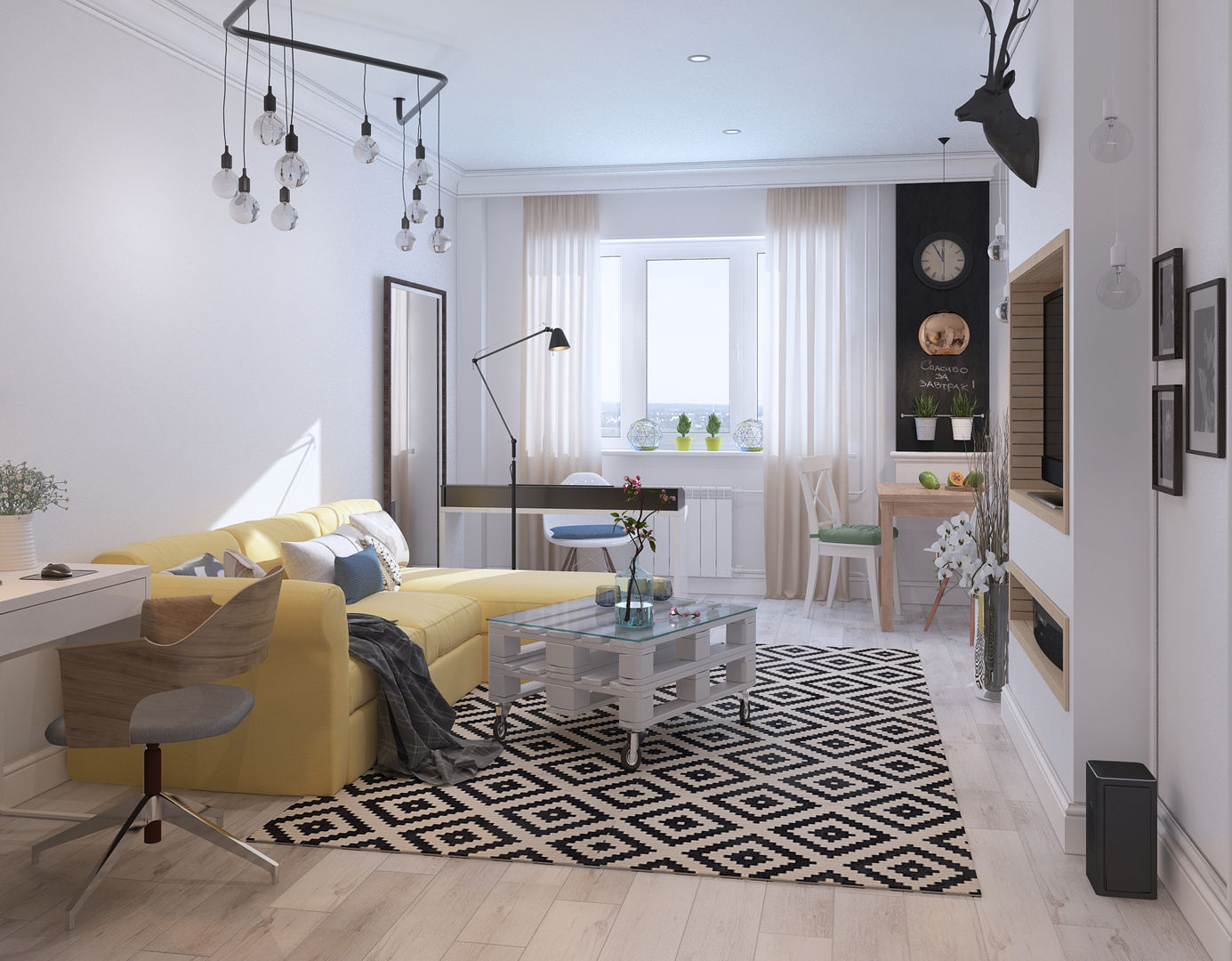 Визуализации Интерьера в скандинавском стиле, Alyona Musina Alyona Musina Living room