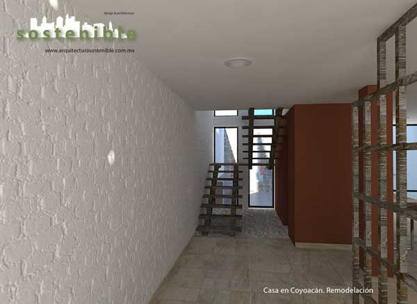 Casa Coyoacán, ARQUITECTURA SOSTENIBLE ARQUITECTURA SOSTENIBLE モダンスタイルの 玄関&廊下&階段