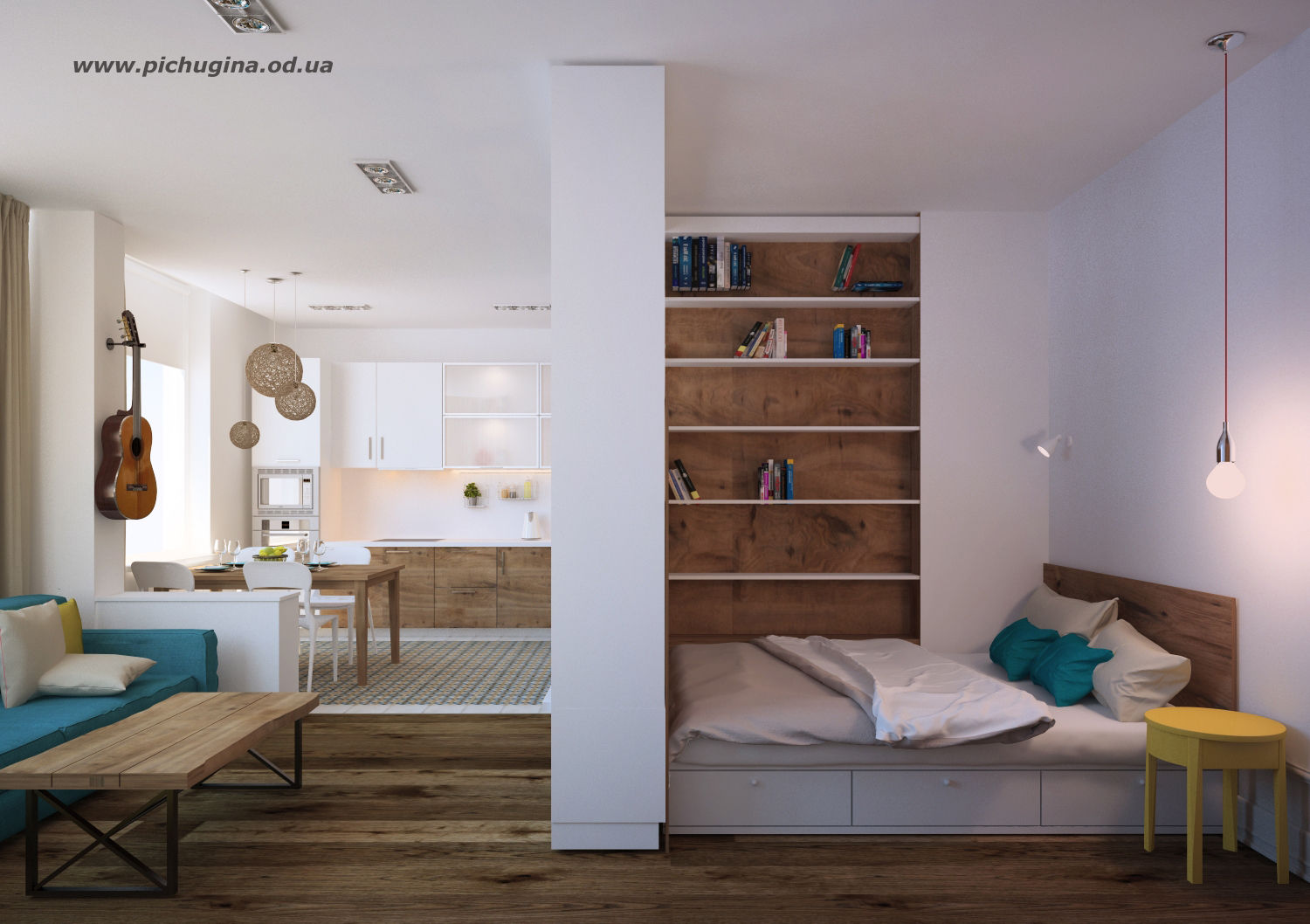 Квартира для молодой семьи, Tеtіana Pichugina Tеtіana Pichugina Scandinavian style bedroom