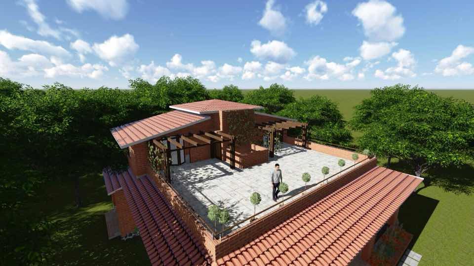 eco-friendly bunglow by Ar.Ankit Kankariya, Kankariya Developers Kankariya Developers Patios & Decks Bricks