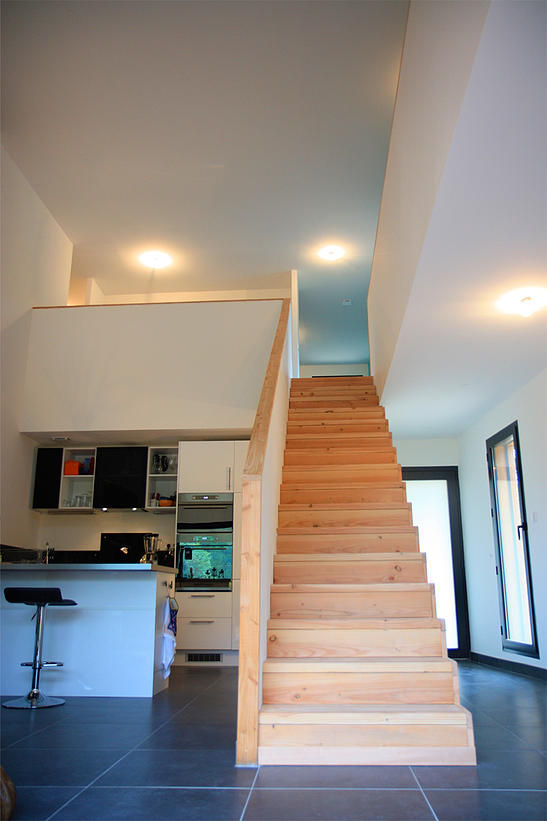 VILLA L.02, TRIBU ARCHITECTES TRIBU ARCHITECTES Modern corridor, hallway & stairs