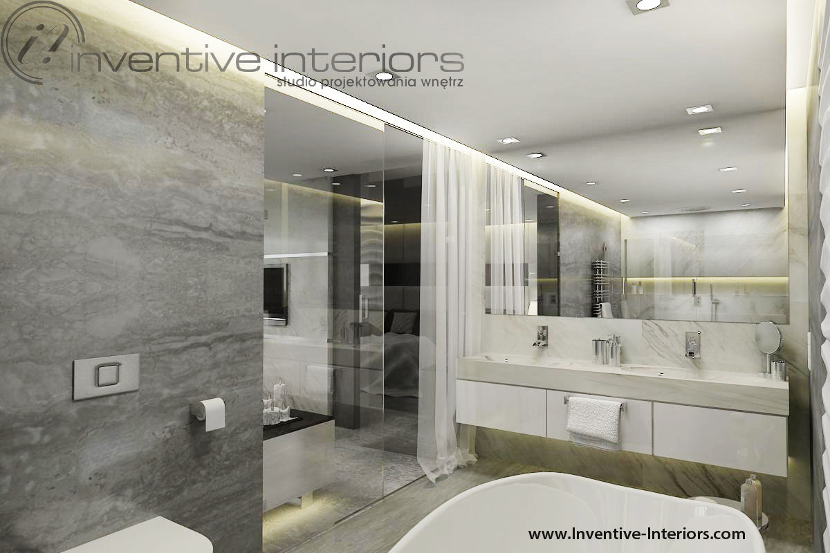 INVENTIVE INTERIORS – Projekt domu w szarościach, Inventive Interiors Inventive Interiors Banheiros clássicos