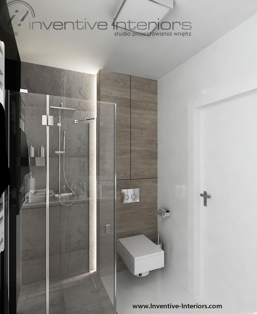 INVENTIVE INTERIORS - Męskie mieszkanie z betonem, Inventive Interiors Inventive Interiors Industrial style bathroom