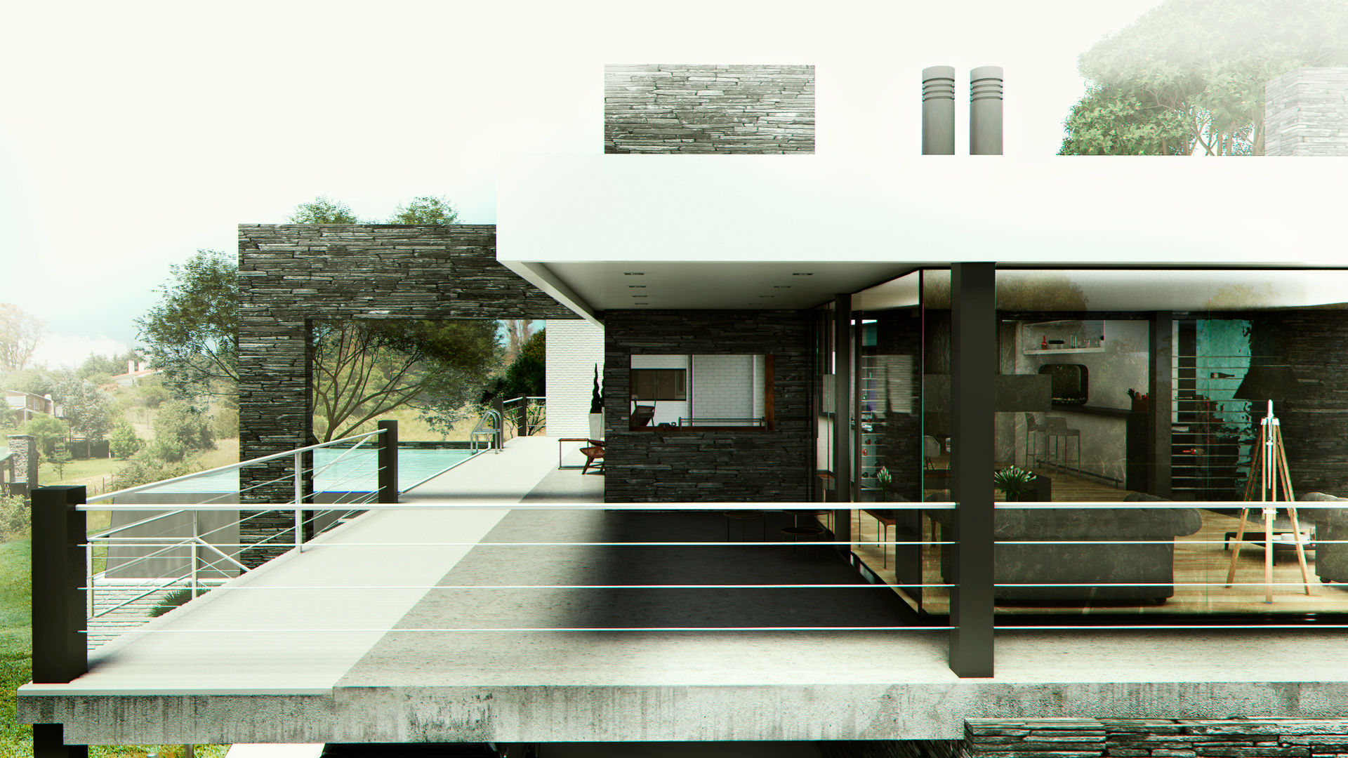 CASA COLINAS | UNQUILLO | VIVIENDA UNIFAMILIAR, ARQUETERRA ARQUETERRA 모던스타일 발코니, 베란다 & 테라스