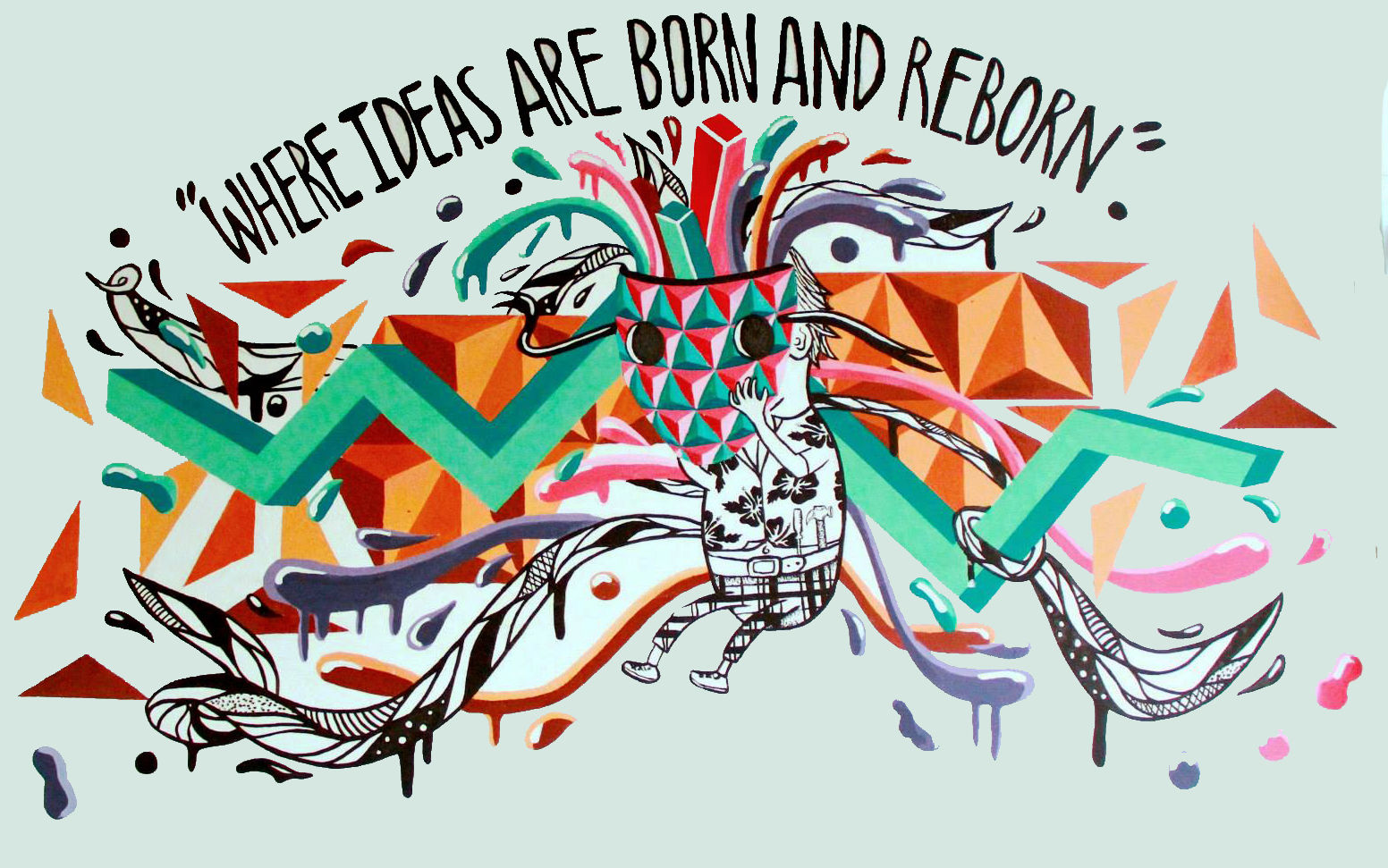 Mural-Where ideas are born and reborn, Phoenix Touch Phoenix Touch Дома в стиле минимализм