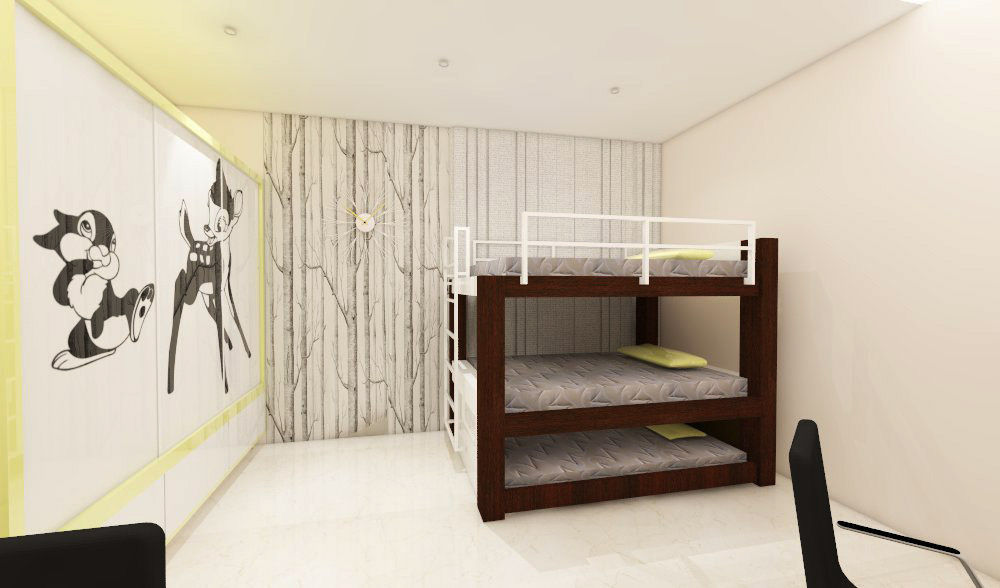 3 bedroom residential project Alkapuri, Hyderabad., colourschemeinteriors colourschemeinteriors Minimalist bedroom Plywood