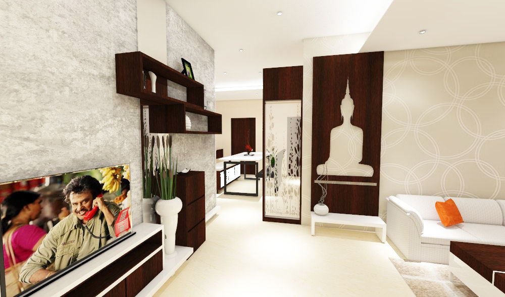 3 bedroom residential project Alkapuri, Hyderabad., colourschemeinteriors colourschemeinteriors Living room Plywood