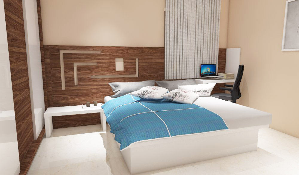 3 bedroom residential project Alkapuri, Hyderabad., colourschemeinteriors colourschemeinteriors Minimalist bedroom Plywood