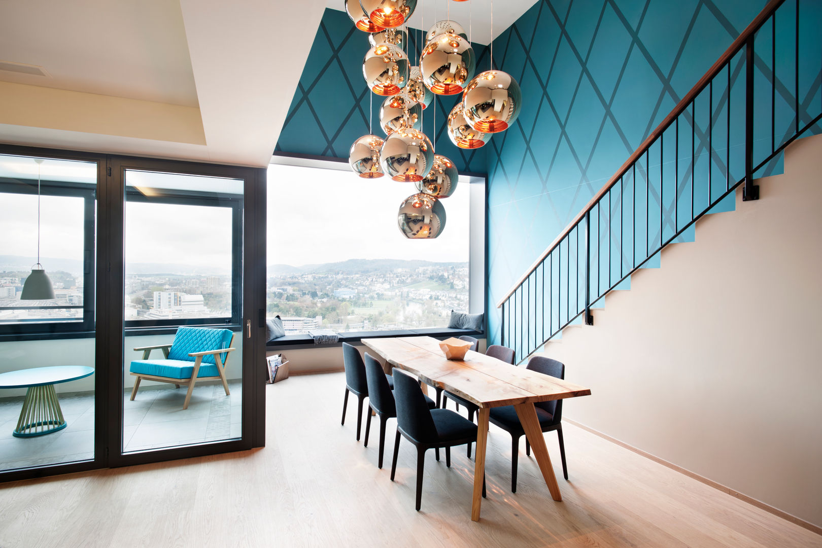 Penthouse, Zurich, Studio Frey Studio Frey Modern Dining Room