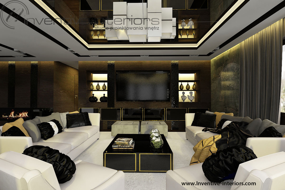 INVENTIVE INTERIORS - Projekt apartamentu 130m2 , Inventive Interiors Inventive Interiors غرفة المعيشة خشب Wood effect