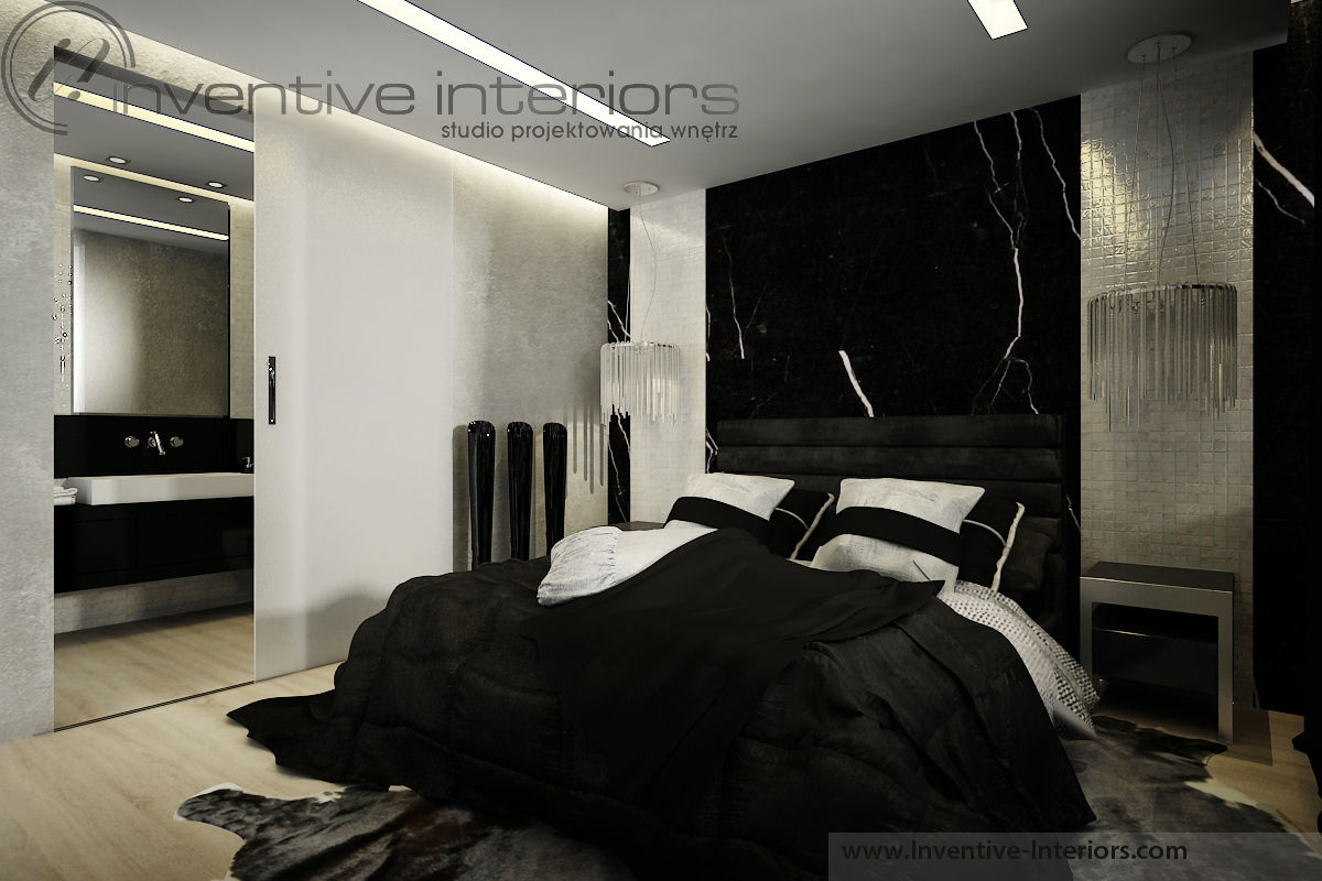 INVENTIVE INTERIORS - Projekt apartamentu 130m2 , Inventive Interiors Inventive Interiors クラシカルスタイルの 寝室