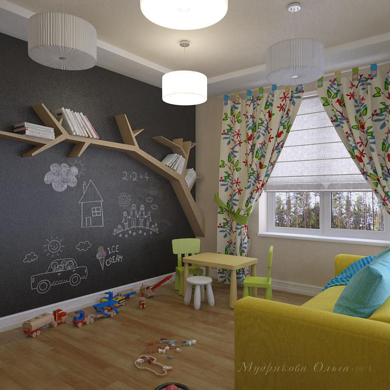 Дизайн загородного дома в п. Приветинское, Design interior OLGA MUDRYAKOVA Design interior OLGA MUDRYAKOVA Quarto infantil escandinavo