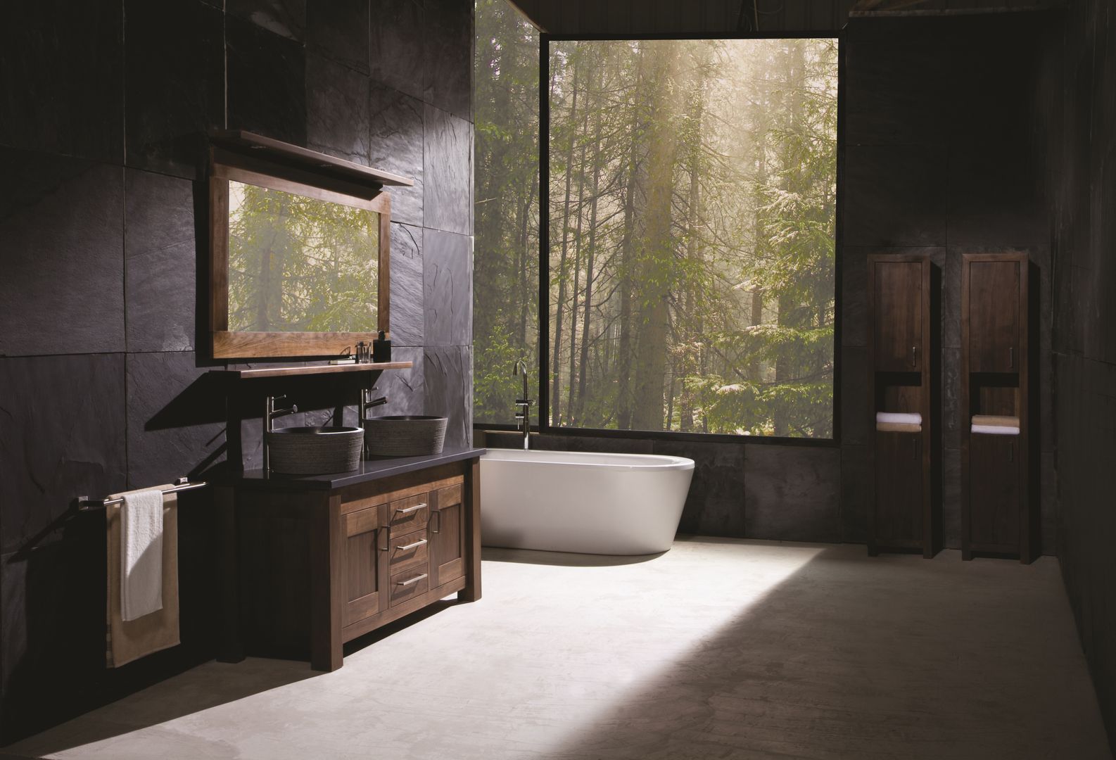 Full Bathroom Walnut Finesse Range Stonearth Interiors Ltd Moderne Badezimmer Massivholz Mehrfarbig