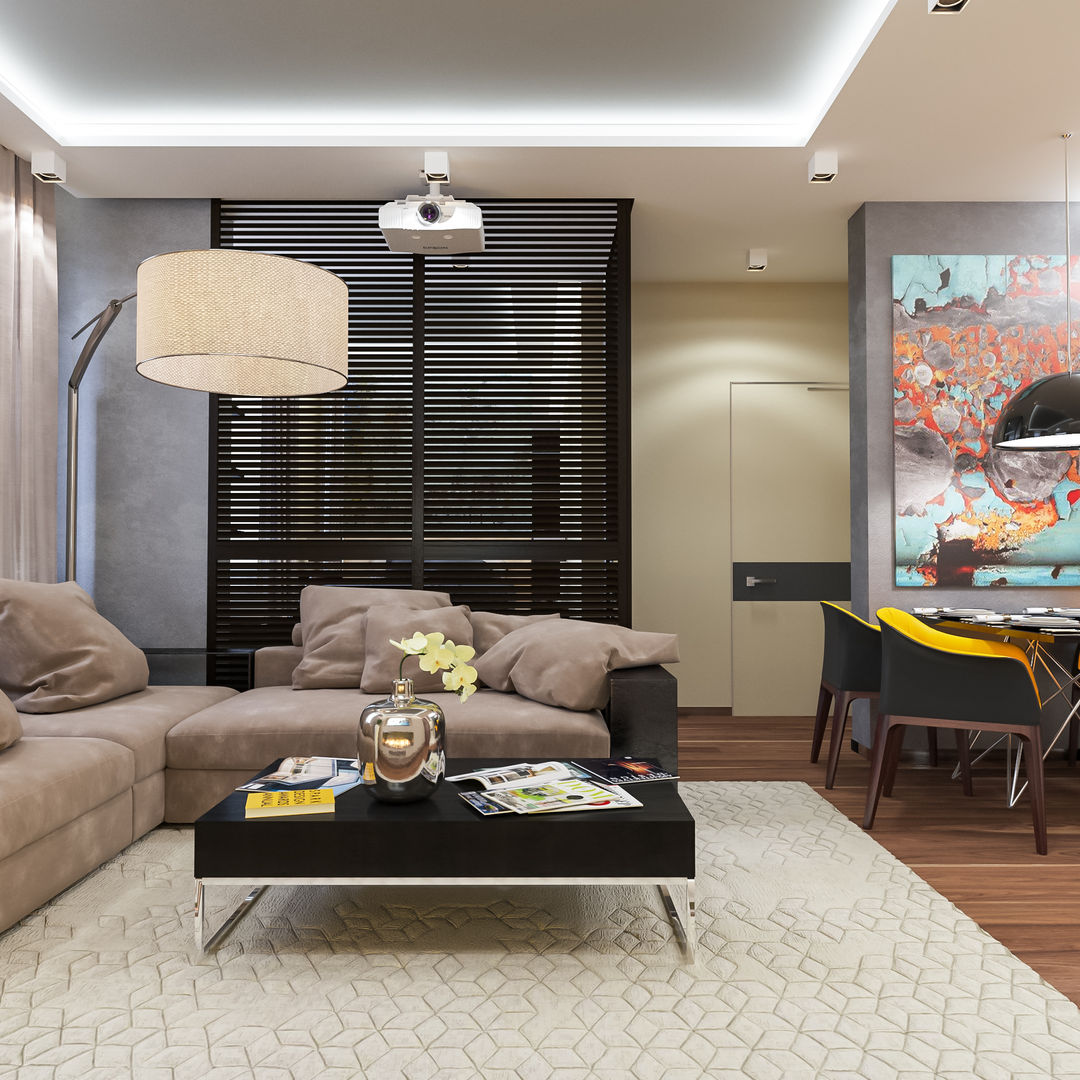 Дизайн интерьера квартиры однушки, INTERIERIUM INTERIERIUM Salas de estar minimalistas
