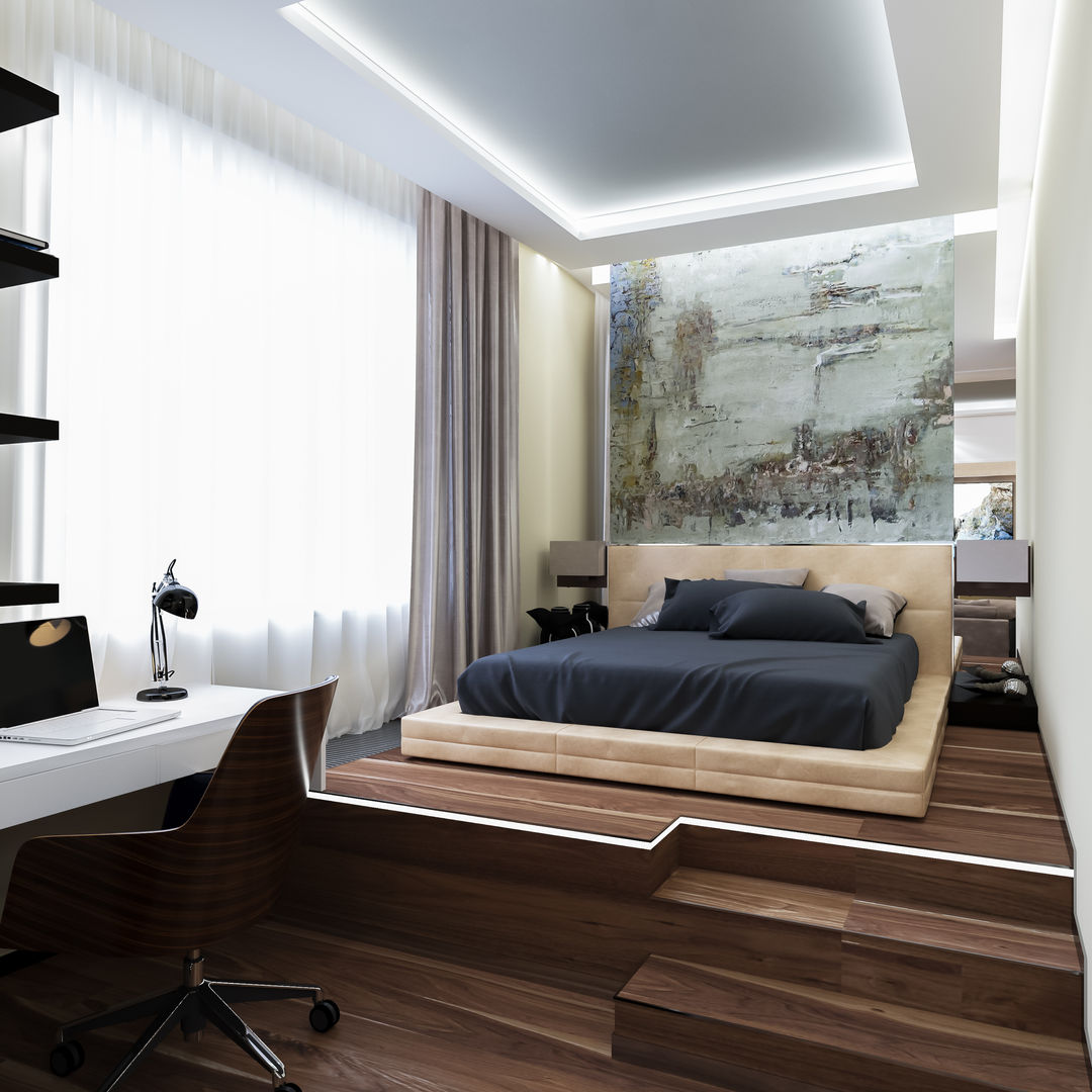 Дизайн интерьера квартиры однушки, INTERIERIUM INTERIERIUM Minimalist bedroom