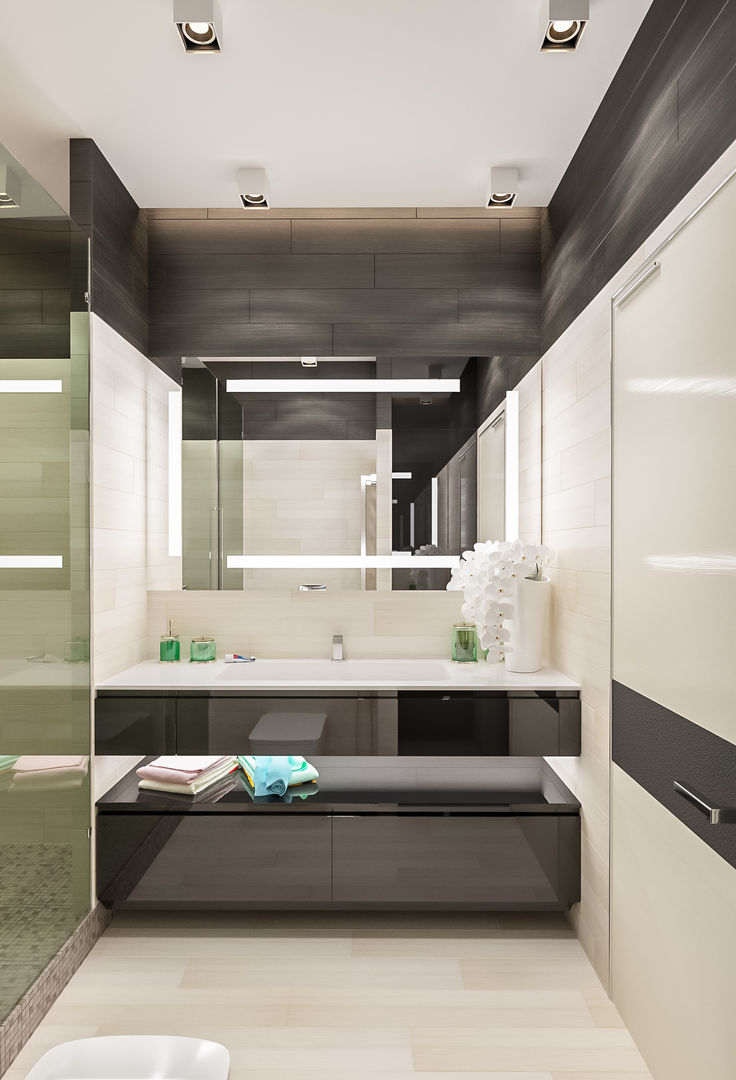 Дизайн интерьера квартиры однушки, INTERIERIUM INTERIERIUM Minimalist bathroom
