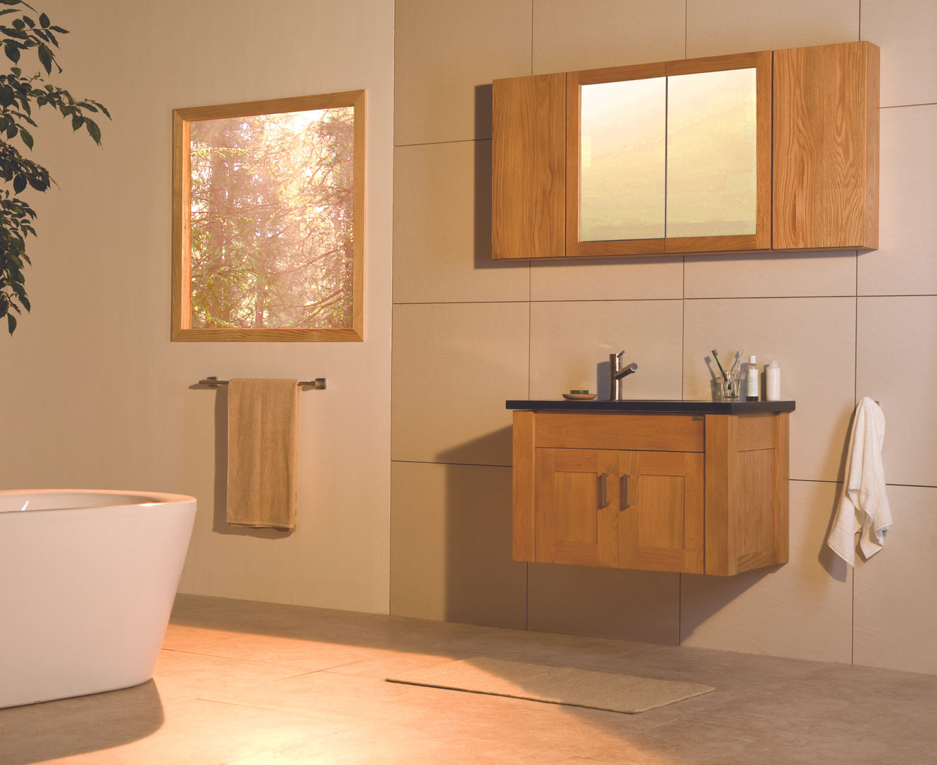 Entice Wall Hung Oak Washstand Stonearth Interiors Ltd Casas de banho escandinavas Madeira maciça Multicolor