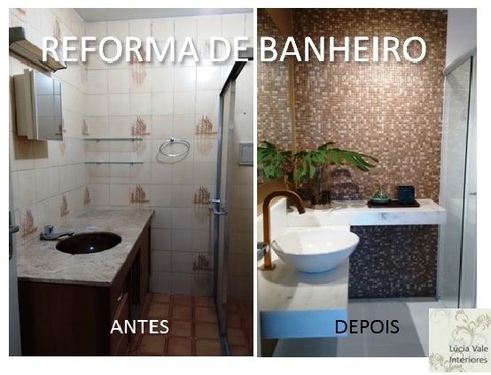 Reforma de banheiro antes e depois Lúcia Vale Arquitetura e Interiores