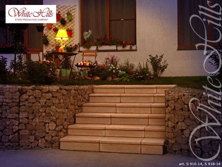 Treppen mit Betonsteinen, White Hills Stones GmbH White Hills Stones GmbH Jardines de estilo rural Concreto