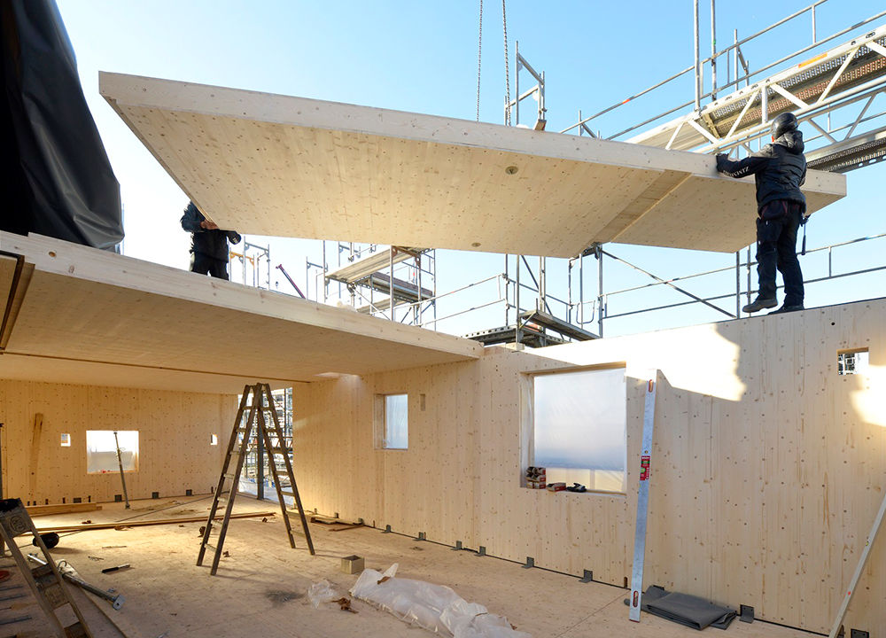 woodcube Hamburg - „Ökologisch sinnvoll – CO2-neutral – Bauen“, architekturagentur architekturagentur Walls