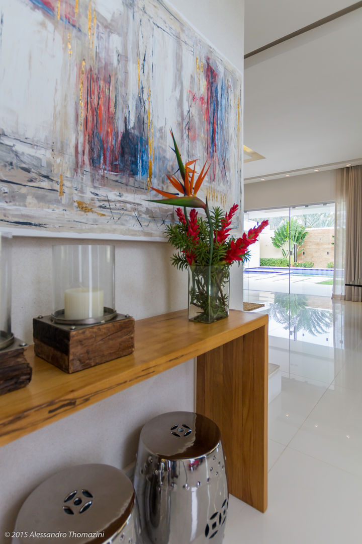 CASA RECREIO - RJ, Adriana Leal Interiores Adriana Leal Interiores Modern corridor, hallway & stairs Wood Wood effect