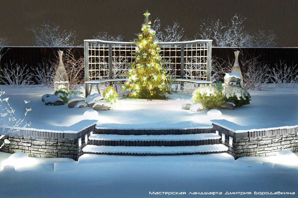 Зона отдыха около Новогодней ели, Мастерская ландшафта Дмитрия Бородавкина Мастерская ландшафта Дмитрия Бородавкина حديقة
