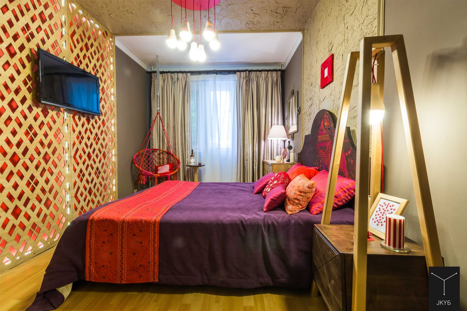 Спальня со львом.Проект для TV ПРО декор на ТНТ, Yucubedesign Yucubedesign Eclectic style bedroom