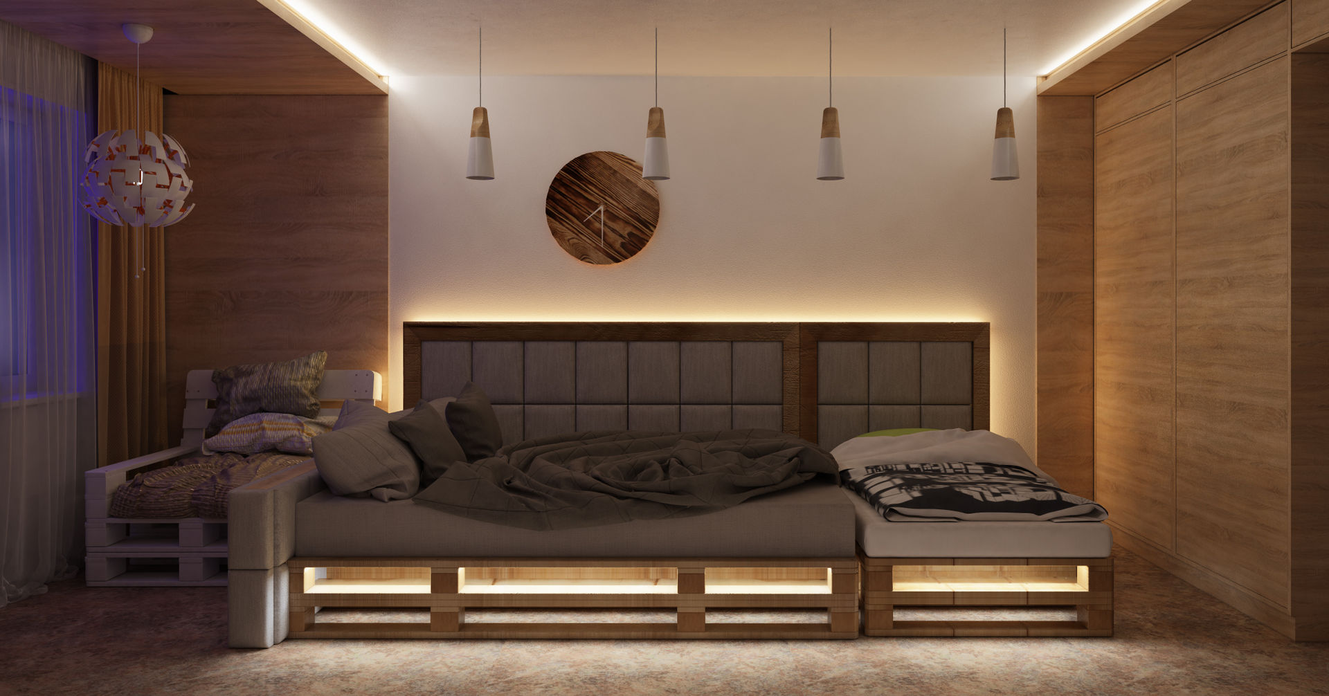 Визуализация проекта спальни г.Пермь, Alyona Musina Alyona Musina Спальня в эклектичном стиле