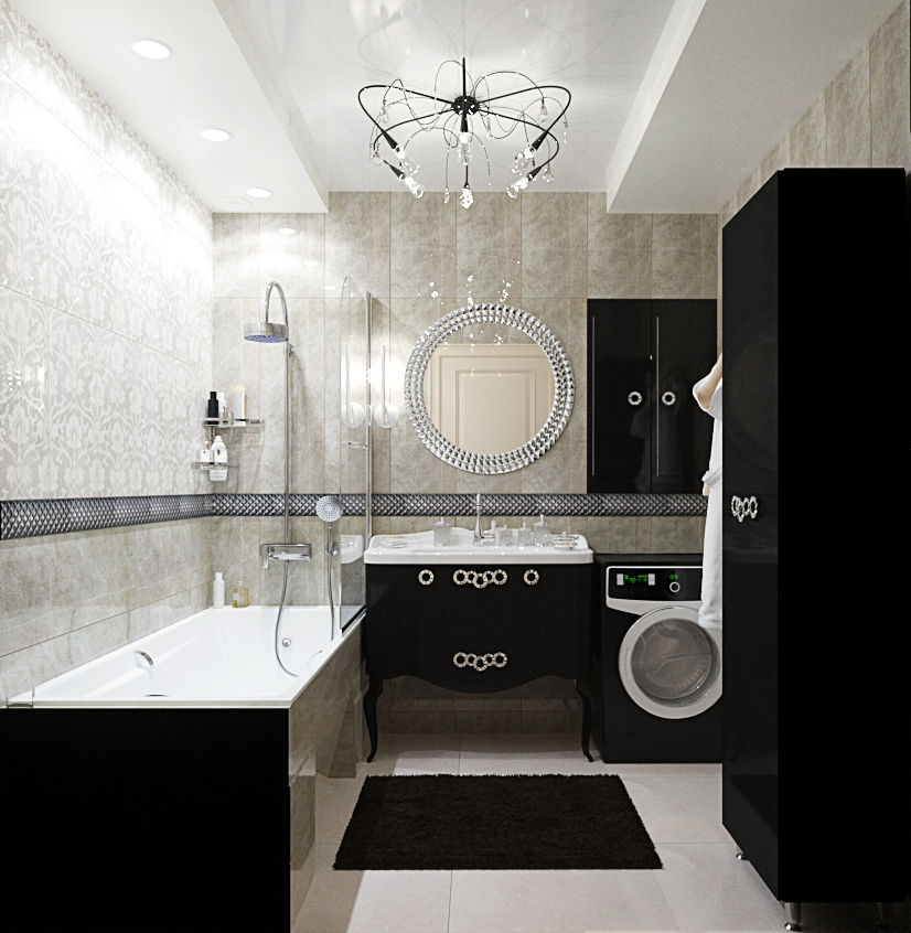 Элегантный интерьер для ванной комнаты, Студия дизайна ROMANIUK DESIGN Студия дизайна ROMANIUK DESIGN Ванна кімната