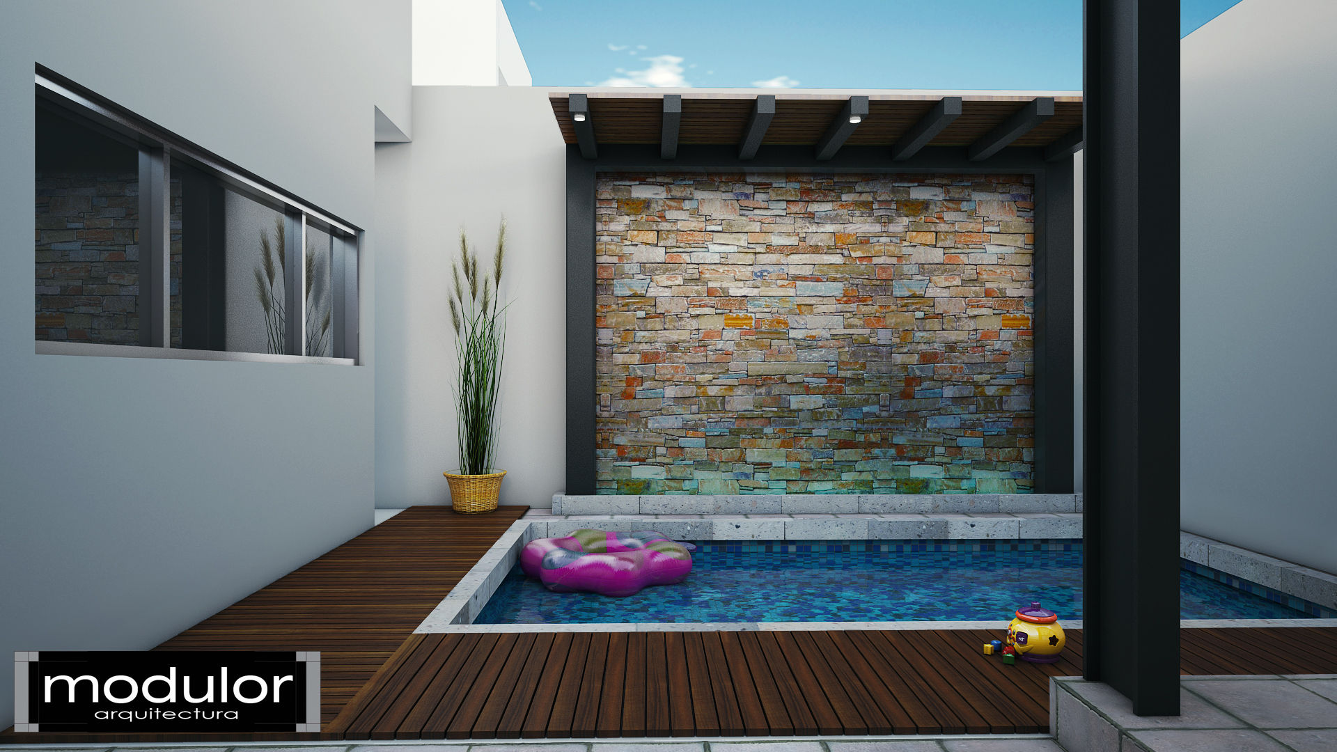 Casa GG, Modulor Arquitectura Modulor Arquitectura Modern pool Stone