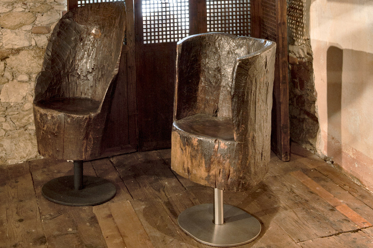 Poltrone in legno basi in acciaio e ferro, ZÀEL Di Elisabetta Zanin ZÀEL Di Elisabetta Zanin Living room Wood Wood effect Stools & chairs