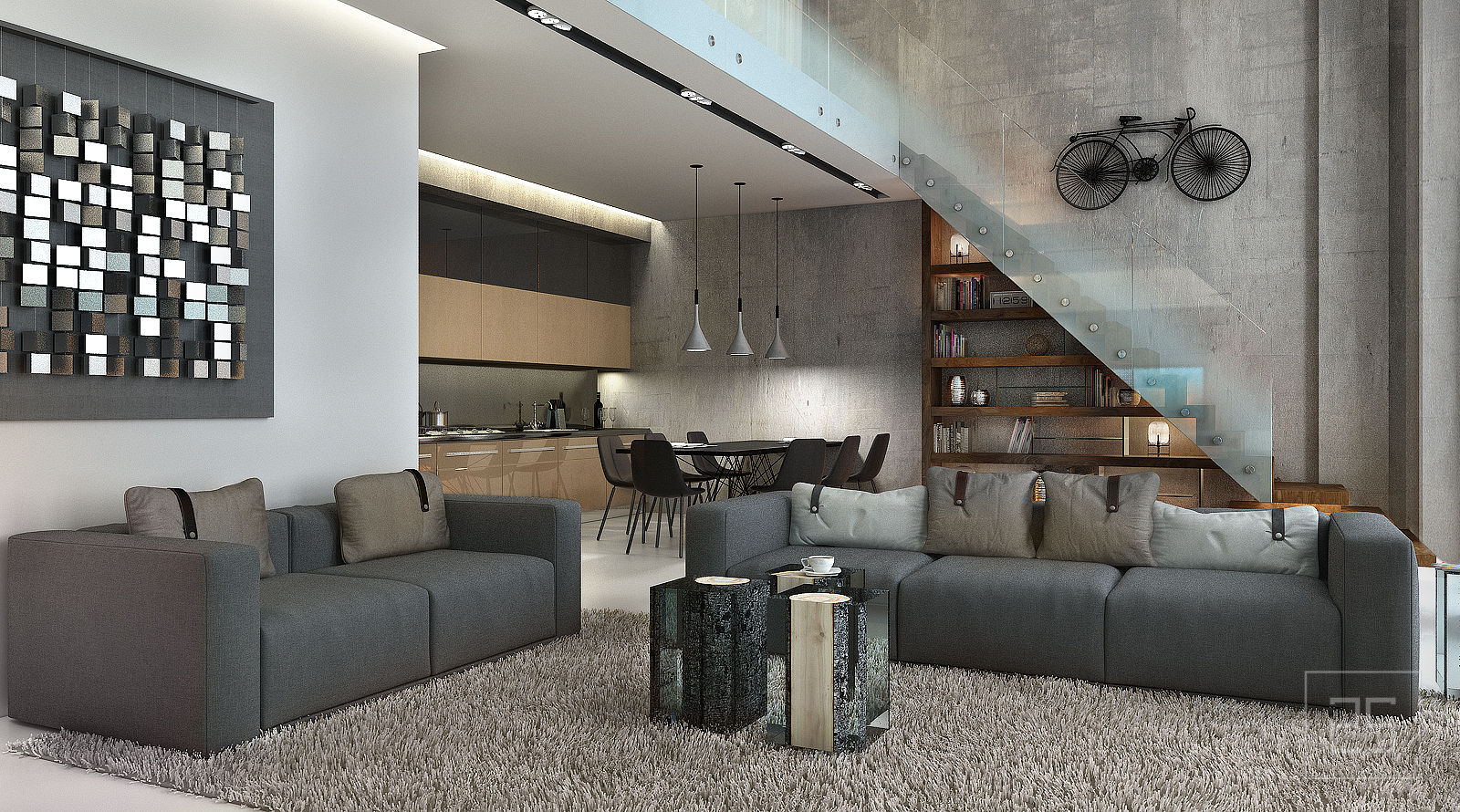 Апартаменты премиум класса в РАССВЕТ LOFT*STUDIO, Studio 25 Studio 25 Phòng khách phong cách công nghiệp