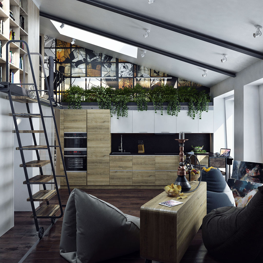 Индастриал для художницы, Хороший план Хороший план Industrial style living room