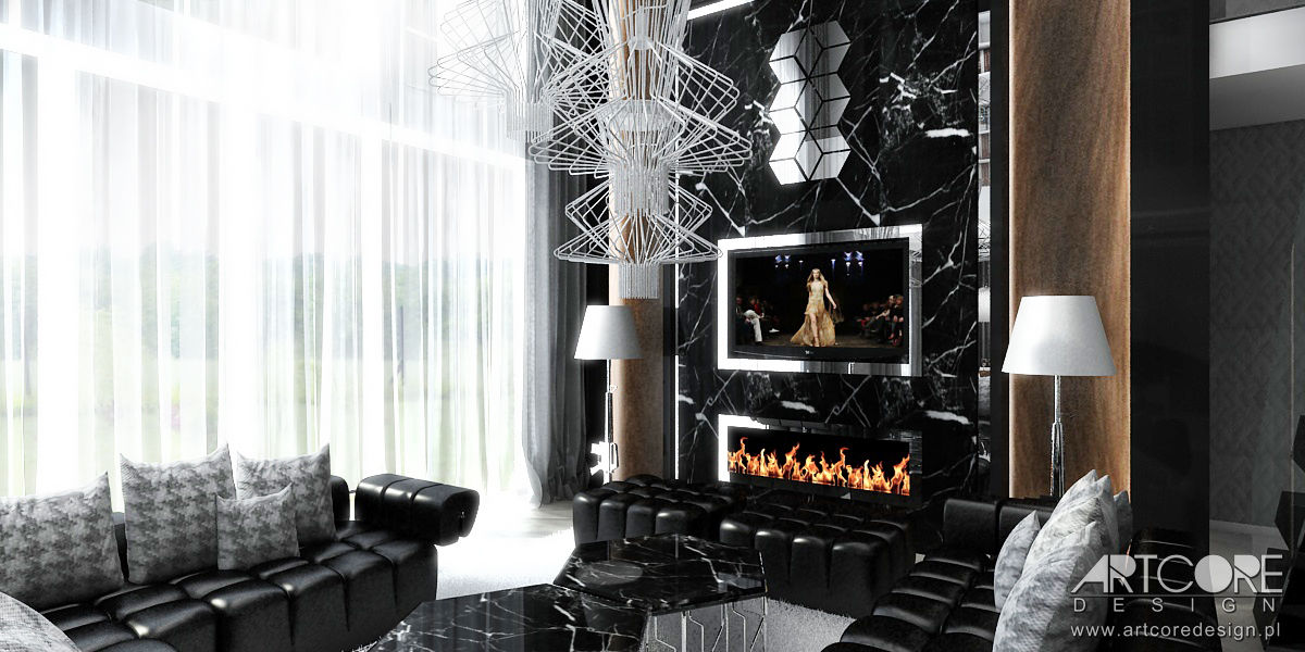 So Choco - Projekt Wnętrza nowoczesnej rezydencji, ArtCore Design ArtCore Design Salones de estilo moderno