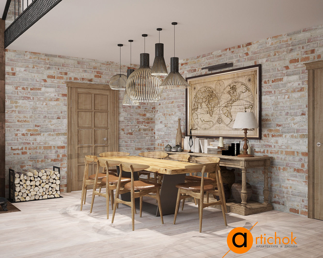 Атмосфера комфорта с изюминкой: кованые изделия, Artichok Design Artichok Design Living room Bricks