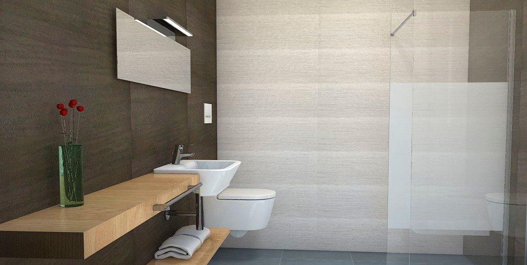 La calidez de la madera en el baño NUÑO ARQUITECTURA Baños de estilo moderno Cerámico